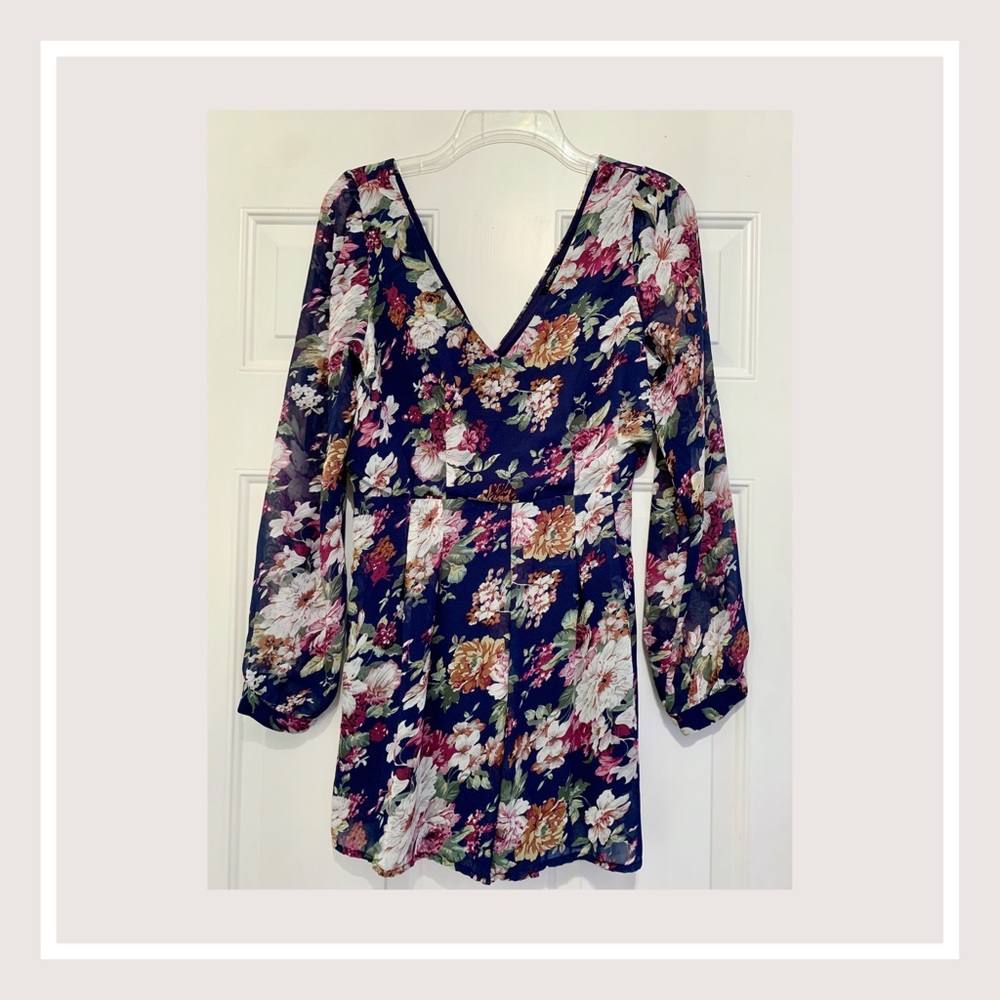 Floral, long-sleeve romper